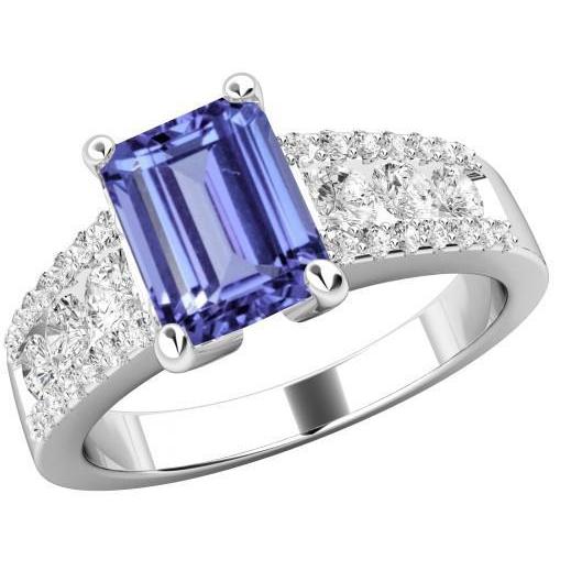 Tansanit mit Diamanten 15,50 Karat Ehering Gold Weiß 14K Neu - harrychadent.ch