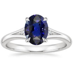 Three Stones Ring Oval Sri Lankan Saphir 2,75 Karat Split Shank
