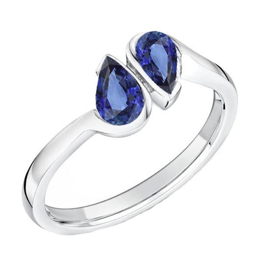 Toi et Moi Blauer Saphir Jubiläumsring 2 Steinschmuck 2 Karat - harrychadent.ch