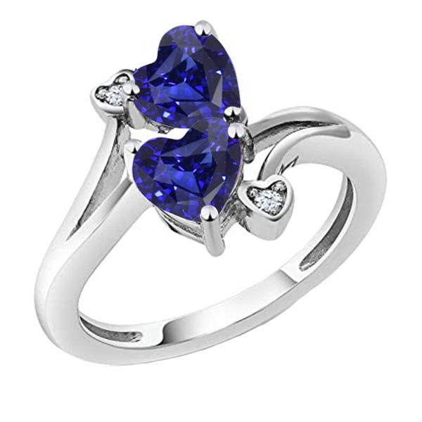 Toi et Moi Diamant-Jubiläums-Blaues Herz-Saphir-Ring 3,25 Karat - harrychadent.ch