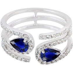 Toi et Moi Gold Damenring mit blauem Saphir und Diamant, 3,50 Karat