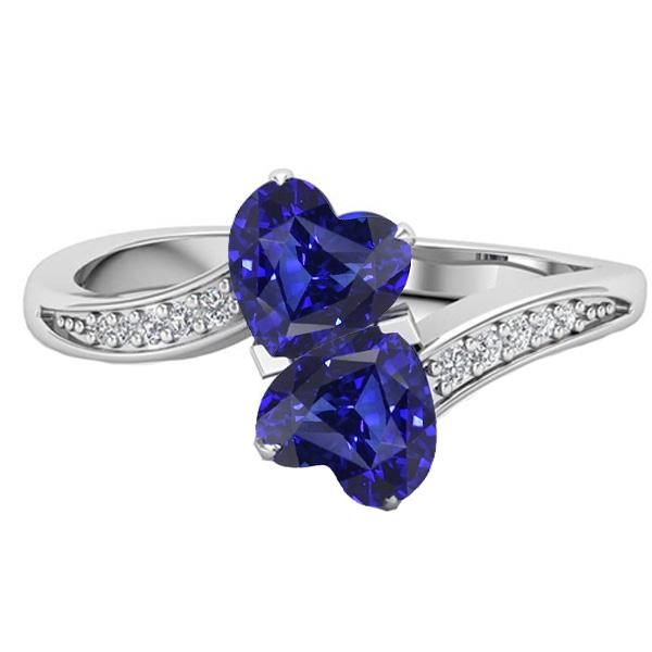Toi et Moi Herz Edelstein blauer Saphir Diamantring 3.50 Karat - harrychadent.ch