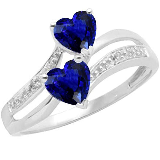 Toi et Moi Herz Edelstein Ceylon Saphir Diamant Ring 3,50 Karat - harrychadent.ch