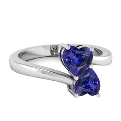 Toi et Moi Jubiläumsring Ceylon Saphir im Herzschliff 1,50 Karat Gold