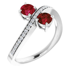 Toi et Moi Runder Burma Rubin Diamantring 1,50 Karat Weißgold