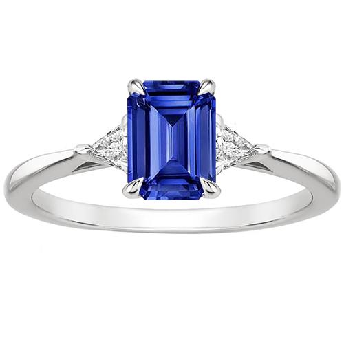 Trillion Diamant & Ceylon Saphir Smaragd 3 Steine Ring 3,25 Karat - harrychadent.ch