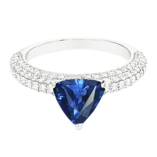Trillion Edelstein Blauer Saphir Ring Pave Set Diamanten 3 Karat - harrychadent.ch