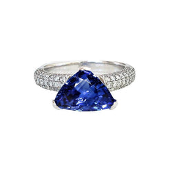 Trillion Edelstein Ceylon Saphir Ring Pave Set Diamanten 3,50 Karat