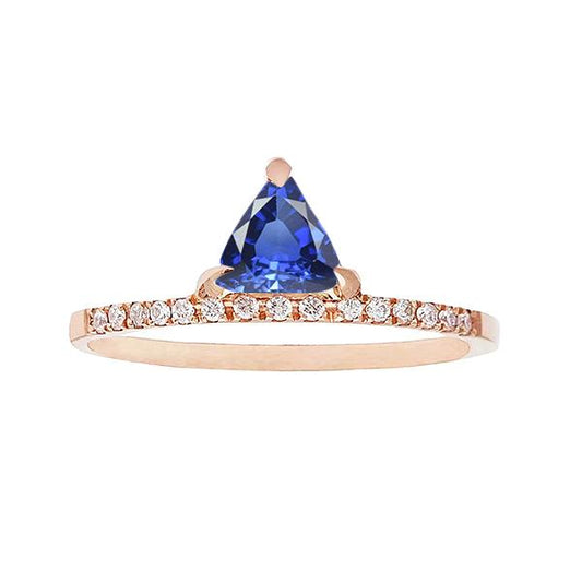 Trillion Edelstein Ring Krappen Set Blauer Saphir 1,50 Karat Diamanten - harrychadent.ch