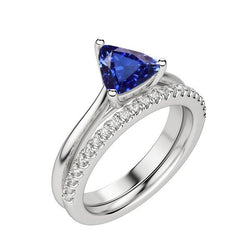 Trillion Edelstein-Verlobungsring-Set & runde Diamanten 2 Karat