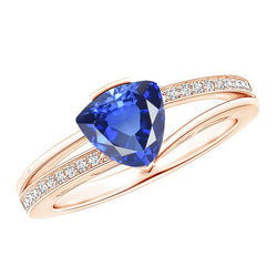 Trillion Saphir Edelstein Ring 2 Karat Split Shank Diamant Roségold