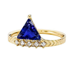 Trillion Saphir Edelsteinring & Prinzessin Diamanten 1,75 Karat
