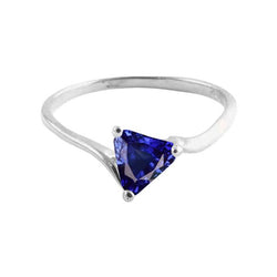 Trillion Solitaire-Verlobungsring Tiefblauer Saphir 1 Karat