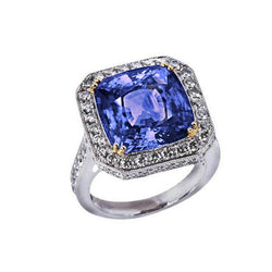 Two Tone Gold Kissen Tansanit Diamanten 4,25 Karat Ring Vintage-Stil
