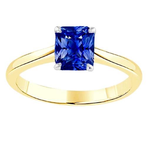 Two Tone Solitaire Blue Saphir Ring 1,50 Karat Konischer Schaft - harrychadent.ch