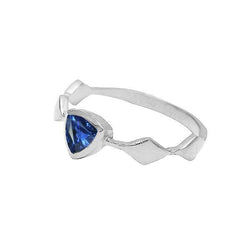 Verlobungs-Solitärring Trillion Lünette Set Blauer Saphir 1 Karat