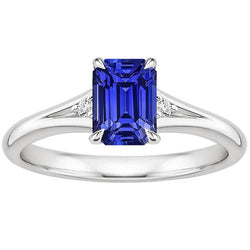 Verlobungsring 3 Steine Smaragd Ceylon Saphir & Diamant 3,25 Karat