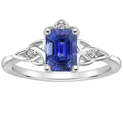 Verlobungsring 4 Steine Smaragdblauer Saphir & Diamant 3,25 Karat