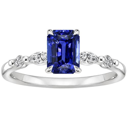 Verlobungsring 5 Steine Strahlender Ceylon Saphir & Diamant 4 Karat - harrychadent.ch
