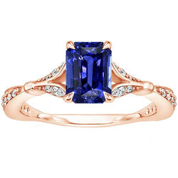 Verlobungsring Akzente Stein Strahlend Blauer Saphir & Diamant 4 Karat