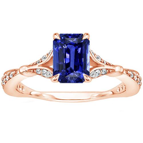 Verlobungsring Akzente Stein Strahlend Blauer Saphir & Diamant 4 Karat - harrychadent.ch