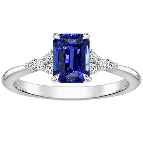 Verlobungsring Blumenstil Strahlend blauer Saphir & Diamant 4 Karat - harrychadent.ch