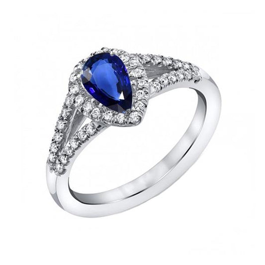 Verlobungsring Halo Blue Saphir Split Shank Diamanten 3,50 Karat - harrychadent.ch