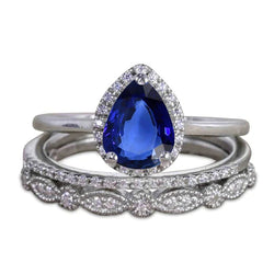 Verlobungsring Im Vintage-Stil Mit Blauem Saphir