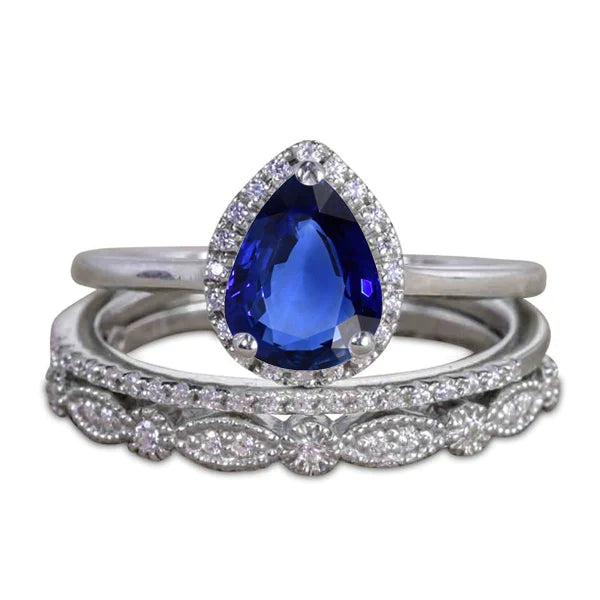 Verlobungsring Im Vintage-Stil Mit Blauem Saphir