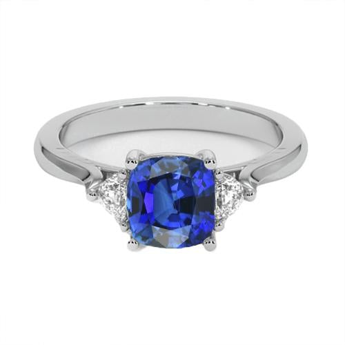 Verlobungsring mit 3 Steinen und einem blauen Saphir 2,75 Karat Neu - harrychadent.ch