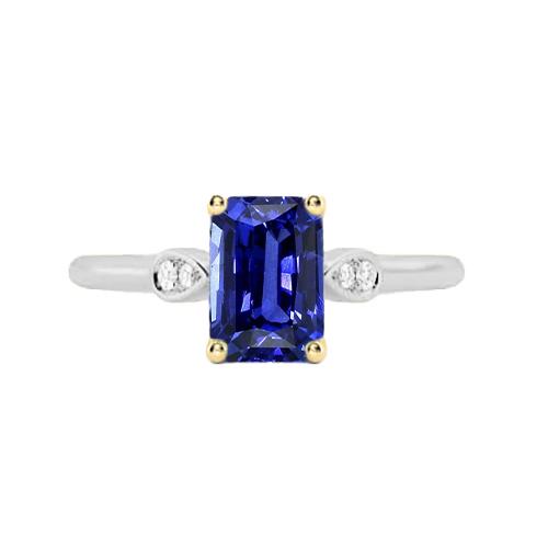 Verlobungsring mit 5 Steinen Strahlend Blauer Saphir Diamanten 2,25 Karat - harrychadent.ch