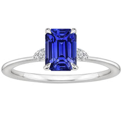 Verlobungsring mit Akzenten Ceylon Saphir & Diamant 3,50 Karat