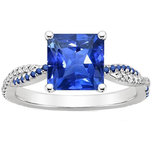 Verlobungsring mit blauem Saphir und Diamant im Princess-Schliff 4,70 Karat Gold - harrychadent.ch
