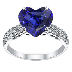 Verlobungsring mit rundem Diamant und Ceylon-Saphir 4,50 Karat Gold 14K