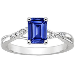 Verlobungsring mit Seitensteinen Blauer Saphir & Diamant 3,25 Karat