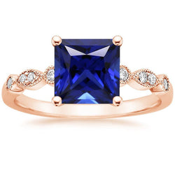 Verlobungsring Prinzessin Saphir Sri Lanka und Diamanten 5,25 Karat