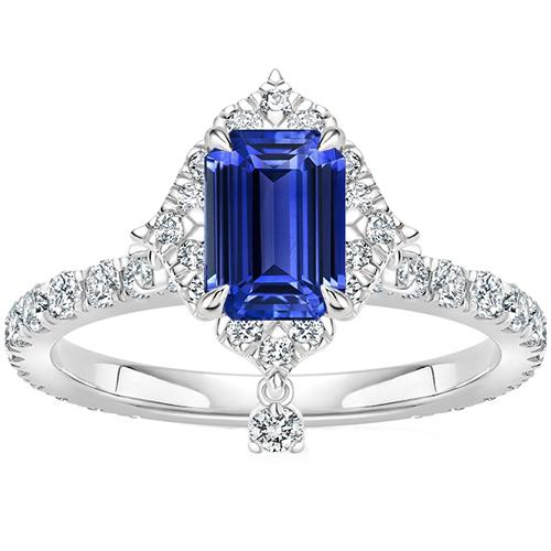 Verlobungsring Pyramidenstil Blauer Saphir & Diamant 4,50 Karat - harrychadent.ch