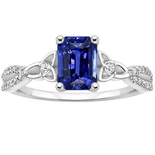 Verlobungsring Split Shank Strahlend Blauer Saphir & Diamant 4 Karat - harrychadent.ch