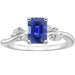 Verlobungsring Weißgold Smaragdblauer Saphir & Diamant 4 Karat