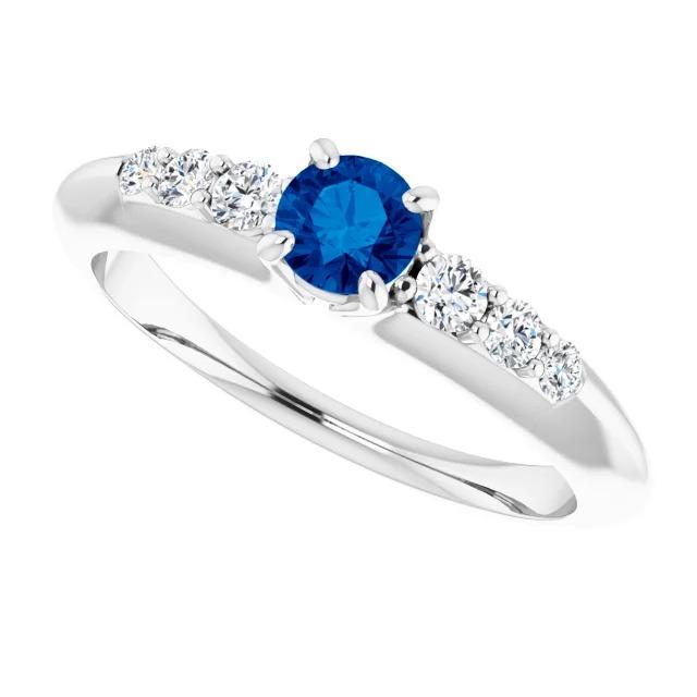 Vier-Krappen-Diamantring mit blauem Saphir 1,50 Karat - harrychadent.ch