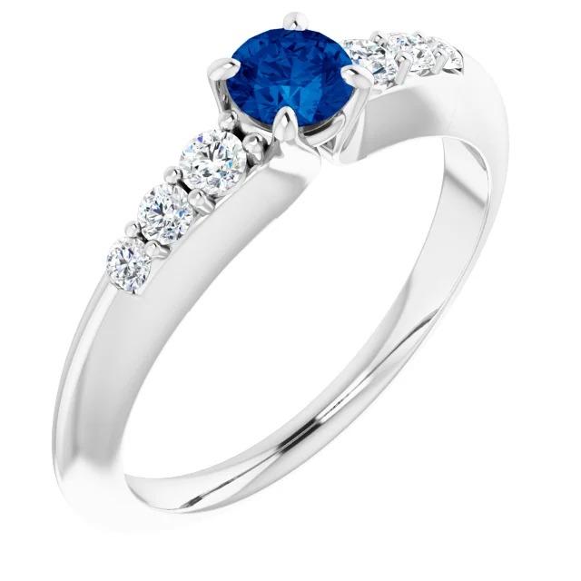 Vier-Krappen-Diamantring mit blauem Saphir 1,50 Karat - harrychadent.ch
