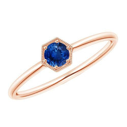 Vintage-Stil Blauer Saphir Solitaire Ring Damen Roségold 1.50 Karat