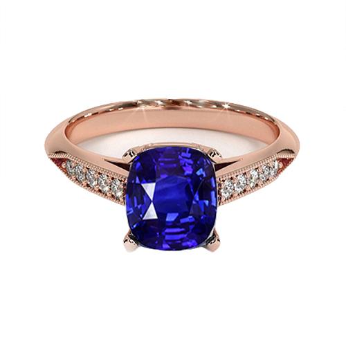 Vintage-Stil Ceylon Kissen Saphir Ring 5 Karat Akzente Roségold - harrychadent.ch