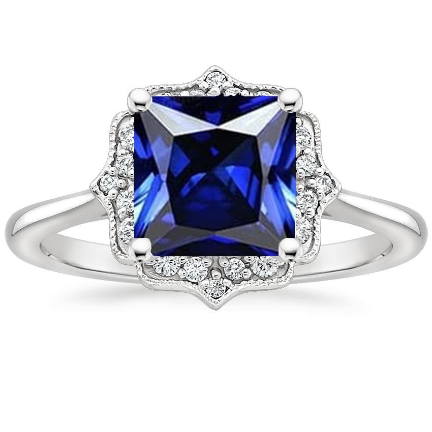Vintage-Stil Diamant Halo Ring Ceylon Saphir Edelstein 6 Karat Gold - harrychadent.ch