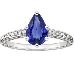 Vintage-Stil Diamant Jubiläumsring Gold Blauer Saphir 4,25 Karat