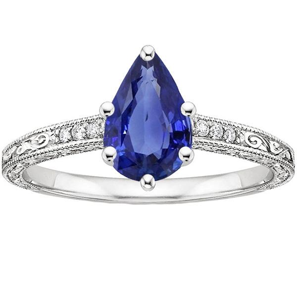 Vintage-Stil Diamant Jubiläumsring Gold Blauer Saphir 4,25 Karat - harrychadent.ch
