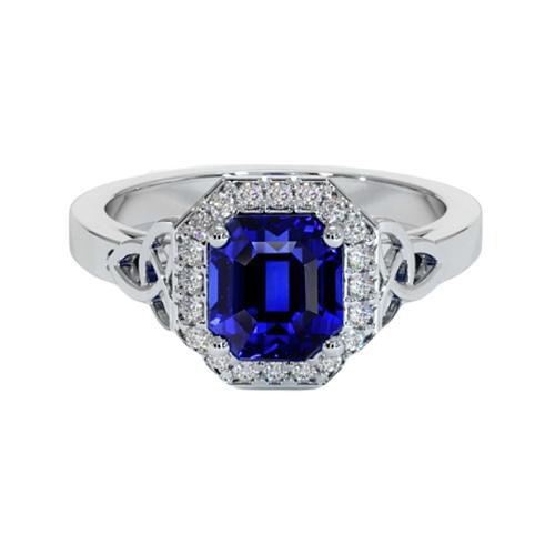 Vintage-Stil Diamant & Asscher Sri Lanka Saphir Ring 6 Karat Neu - harrychadent.ch