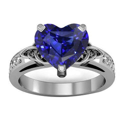 Vintage-Stil Edelsteinring Herzschliff Saphir & Diamanten 3,50 Karat