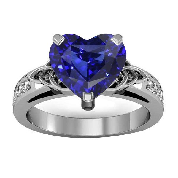 Vintage-Stil Edelsteinring Herzschliff Saphir & Diamanten 3,50 Karat - harrychadent.ch