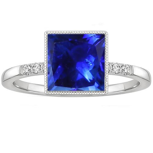 Vintage-Stil Goldring Prinzessin Ceylon Saphir & Diamant 3,75 Karat - harrychadent.ch